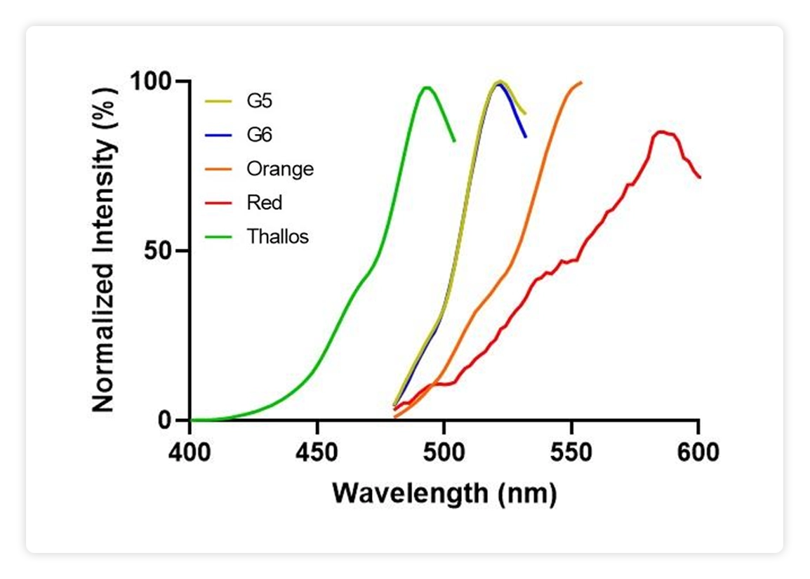 Comparison of excitation spectra of Thallos analogs
