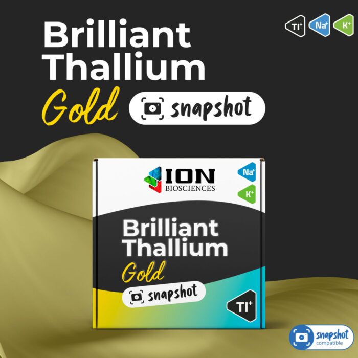 Brilliant thallium gold snapshot assay kit packaging, an option for potassium channel assays, sodium channel assays, and more