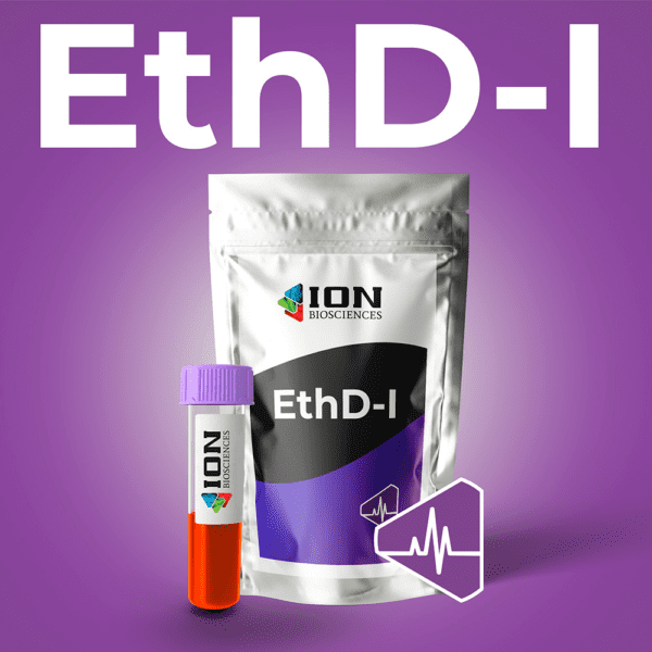 Ethidium homodimer product packaging, purple background