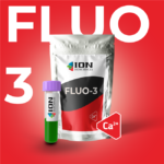 Fluo-3 AM calcium indicator packaging, red background