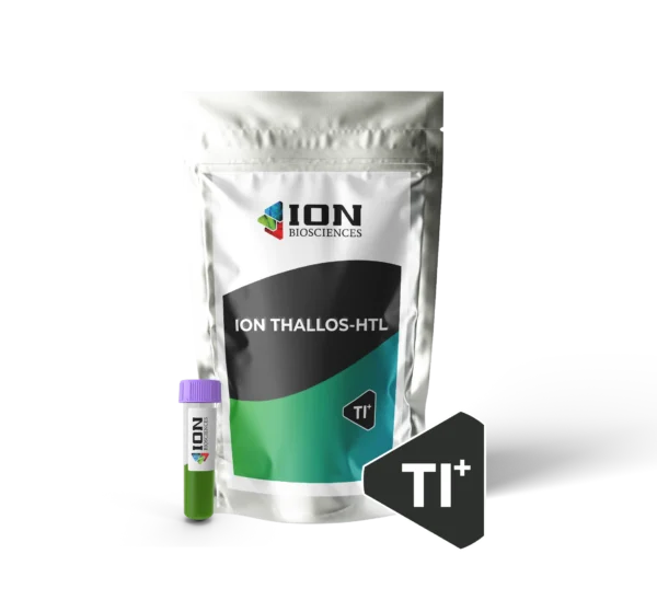 ION Thallos-HTL thallium indicator packaging, black background