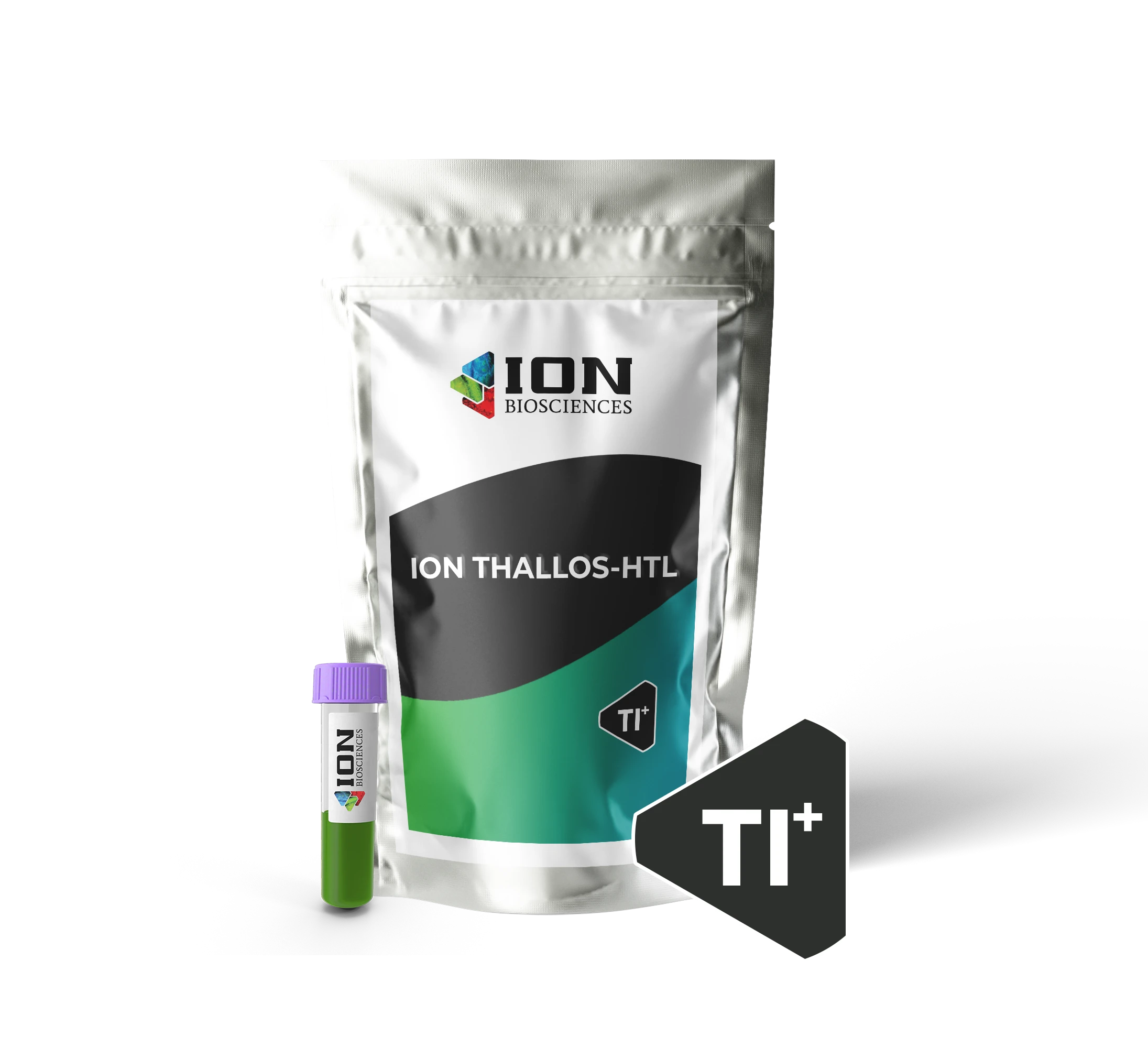 ION Thallos-HTL thallium indicator packaging, black background