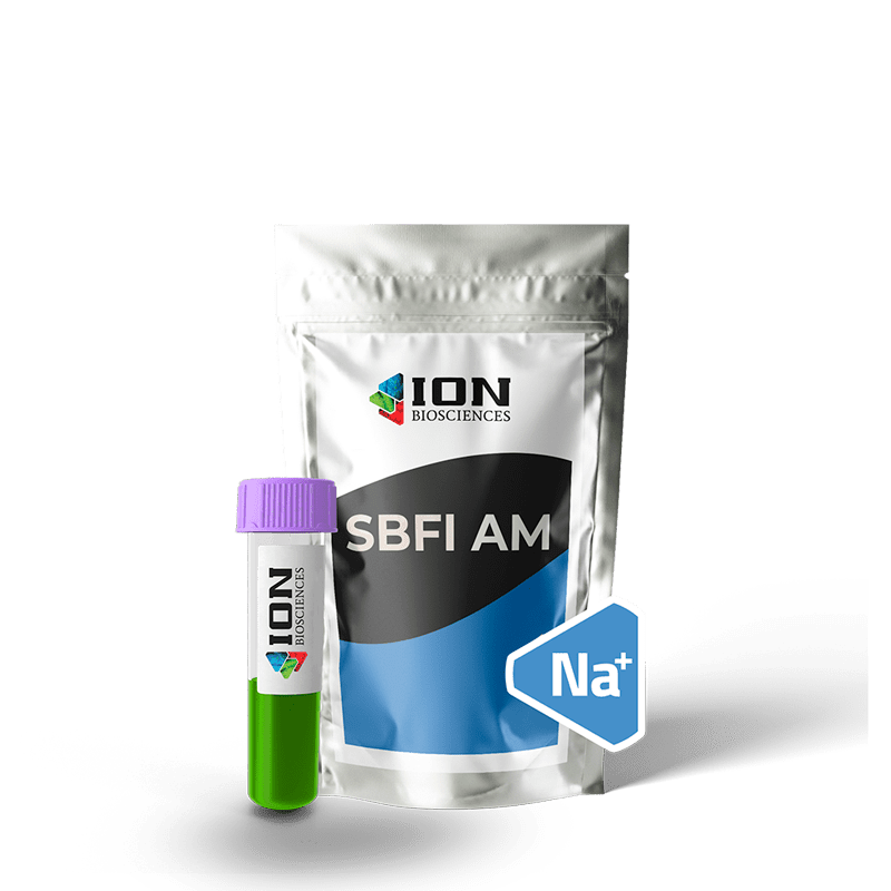 SBFI AM, ratiometric sodium indicator, packaging with transparent background